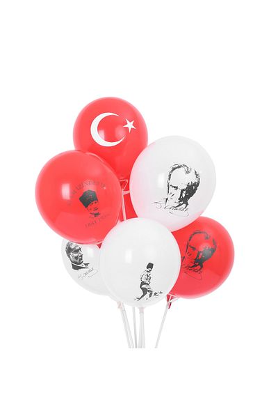 EXİZTİCARET بالون مطبوع عليه أتاتورك والعلم 100 قطعة