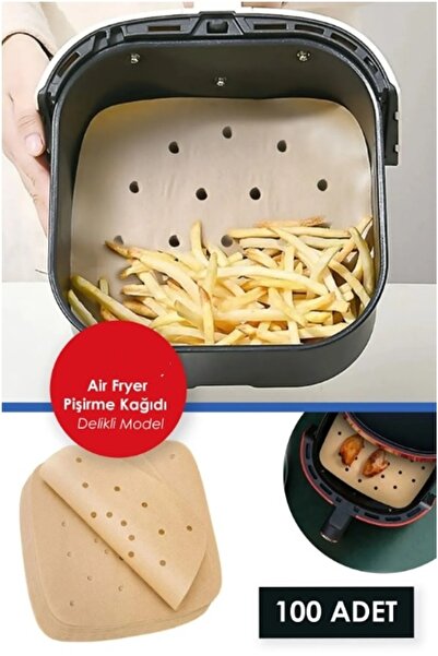 Kitchen Beauty 100 Adet Air Fryer Pişirme Kağıdı Tek Kullanımlık Yağ Geçirmez...