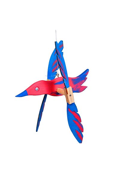 Tahta Bahçesi Wooden Stork Looking Wings Movable Wind Chime