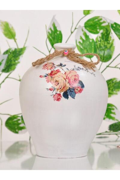 DALĞA Seladon Sabır Kumbarası - Orta Boy Boyalı Toprak Kumbara (25 CM) - Desenli