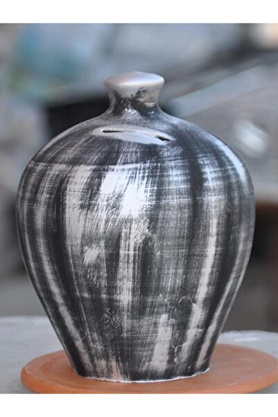 Genel Markalar Kırmızı Çatlak Desenli Büyük Toprak Kumbara, şık ve doğal tasa...