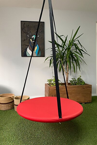 Svava Tavana Asılan Ev Tipi Çocuk Salıncağı - Yuvarlak Bebek Çocuk Hamak Salıncak (kırmızı)