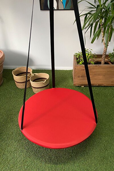 Svava Tavana Asılan Ev Tipi Çocuk Salıncağı - Yuvarlak Bebek Çocuk Hamak Salıncak (kırmızı)
