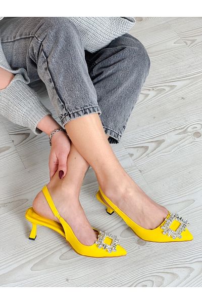 irmona Zarry Yellow Stone Heeled Shoes