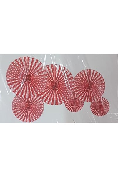 enc Yelpaze Süs 6 Li Kırmızı