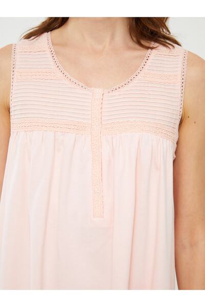 LC Waikiki Damska koszula nocna z okrągłym dekoltem i haftem