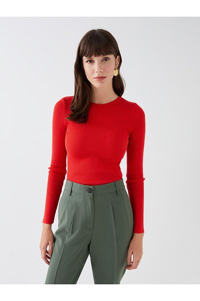 LC Waikiki Openwork Crew Neck Long Sleeve Women's Knitwear Sweater