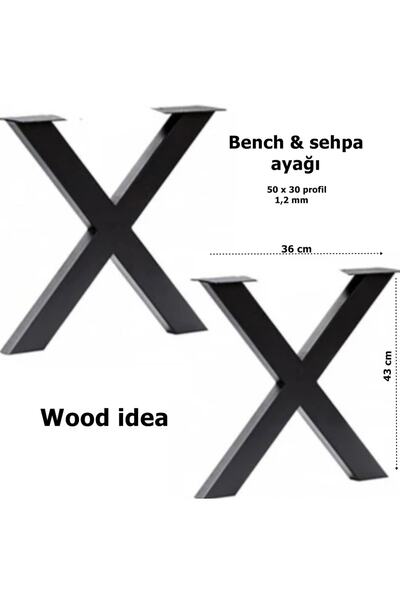 wood idea Metal Sehpa Ayakları Retro Model Ayak Ev Ofis Dekoratif Kütük Masif...