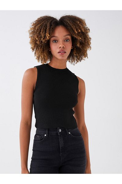 LC Waikiki Crew Neck Plain Crop Γυναικεία Πλεκτά Αθλητής