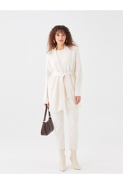 LC Waikiki Dámský pletený cardigan - šálový límec, pevný, s dlouhým rukávem