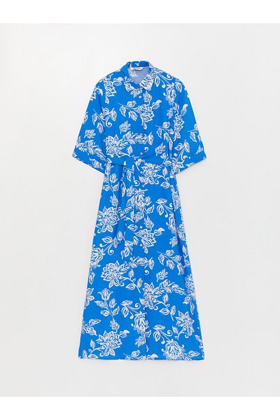 LC Waikiki Πουκάμισο γιακάς Floral Γυναικείο Φόρεμα