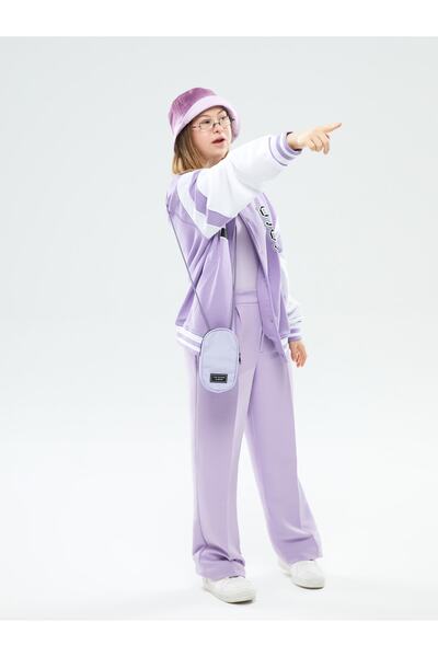 LC Waikiki Kolej Yaka Baskılı Uzun Kollu Kadın Bomber Ceket