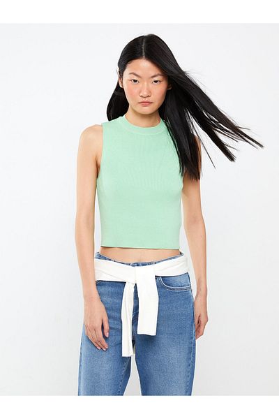 LC Waikiki Dámské úpletové tílko Crew Neck Straight Crop