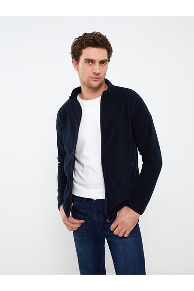 LC Waikiki Stand Collar Long Sleeve Fleece Men's Sports Cardigan