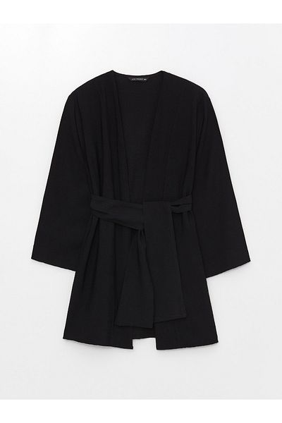 LC Waikiki Übergroßer Damen-Kimono – Schalkragen, einfarbig, lange Ärmel