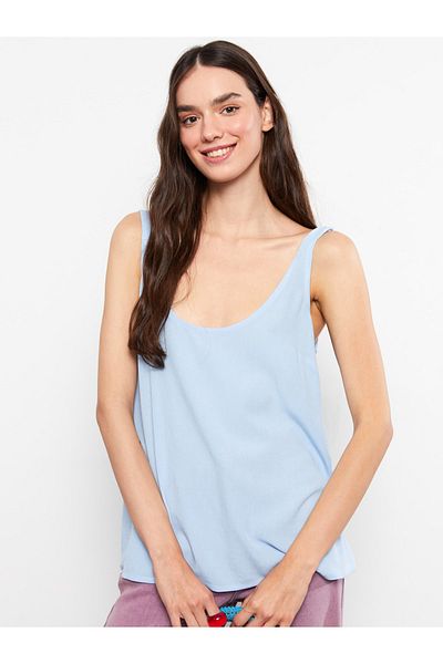 LC Waikiki Γυναικεία μονόχρωμη αμάνικη μπλούζα σε U-Neck