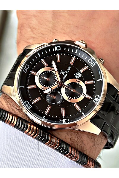 Daniel Klein Steel Strap Calendar Men's Wristwatch - Hematite Stone Special B...