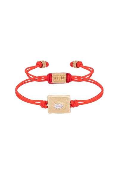 Juju Rectangular Bronze Bracelet with White Stones