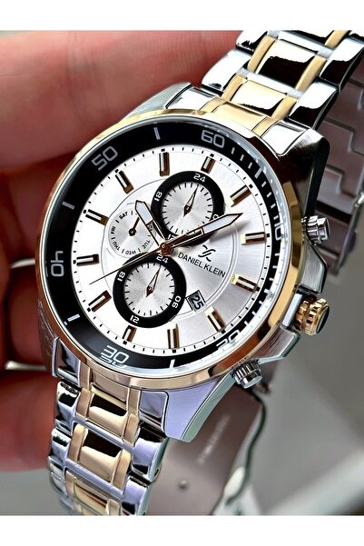 Daniel Klein Çelik Kordonlu Takvimli Erkek Kol Saati - Hematit Taş Özel Bileklik Hediye