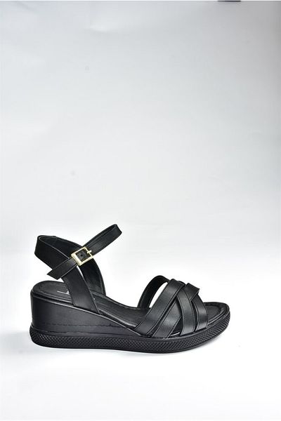 Fox Shoes Women's Black Wedge Heeled Shoes