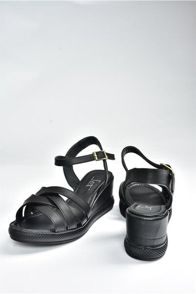 Fox Shoes Women's Black Wedge Heeled Shoes