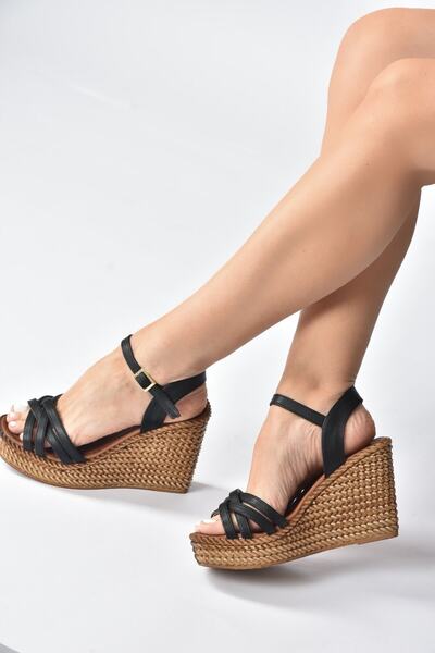 Fox Shoes Women's Black Wedge Heeled Shoes K674194109