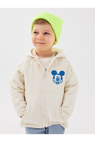 LC Waikiki Kapucnis hosszú ujjú Mickey Mouse hímzett kisfiú kabát