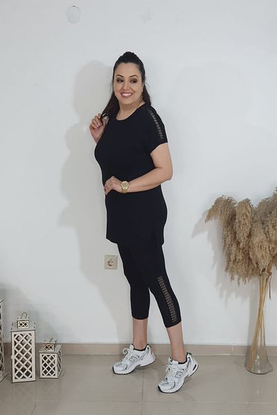 xlargebutik Large Size Lace Detailed Fulll Flexible Tights Set