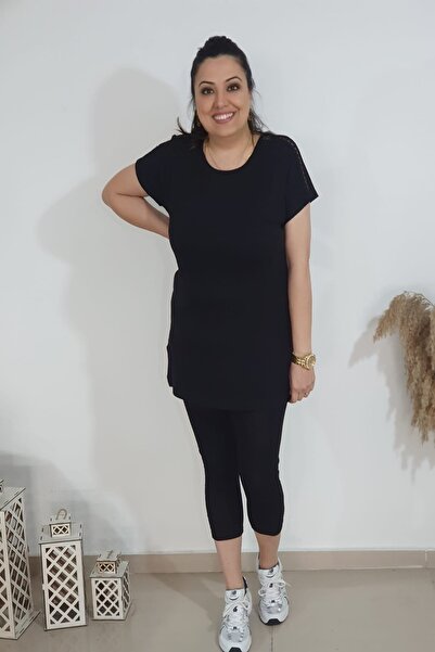 xlargebutik Large Size Lace Detailed Fulll Flexible Tights Set