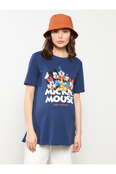 LC Waikiki Kurzarm-Umstands-T-Shirt aus Baumwolle mit Rundhalsausschnitt und Mickey-Mouse-Aufdruck