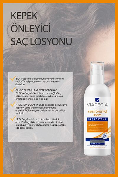 Viapecia 150ml Anti-Dandruff - Hair Lotion, Prevents Rash Itching and Sebum