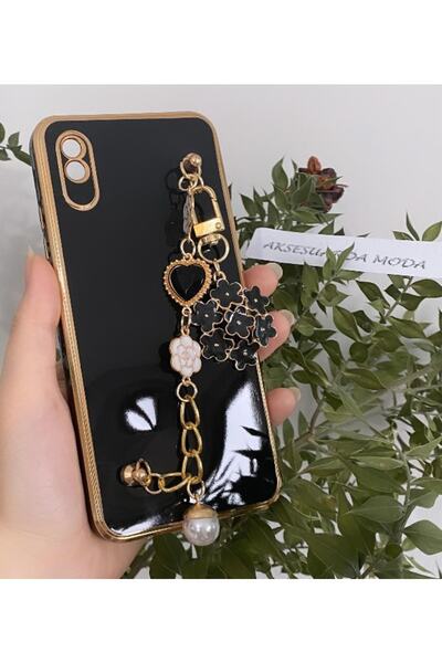Aksesuarda Moda Redmi 9a Uyumlu Çiçekli Taşlı Incili El Geçmeli Lazer Kesim K...