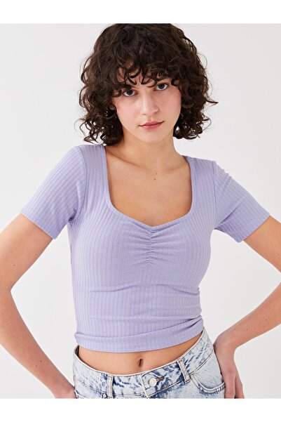 LC Waikiki Tricou de damă cu mânecă scurtă uni cu gât pătrat