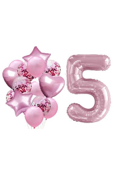 parti sürprizi Pink Foil Balloon Set for Age 5