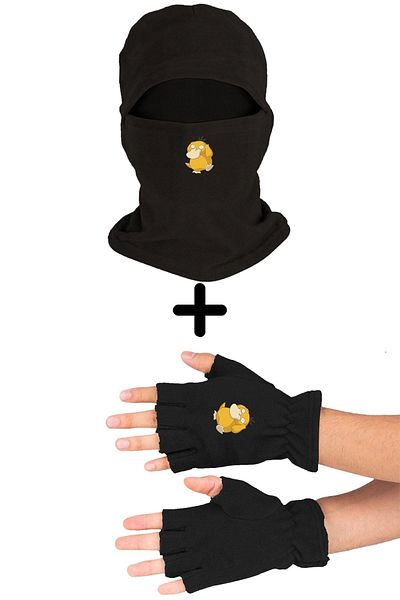 herotasarım Pokemon Psyduck - Σετ μάσκας χιονιού και κομμένα γάντια Bll3823