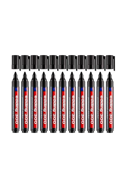 Edding 300 Permanent Marker Round Tip Pen 10 Pieces Black
