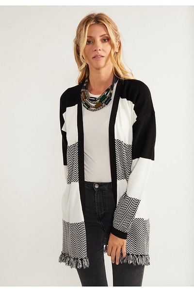 USHA FESTIVAL offener Strick Cardigan carnea