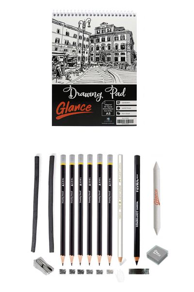 GLANCE Sketchbook A5 120 Gr 50 Sheets Adel Sketch Drawing Set
