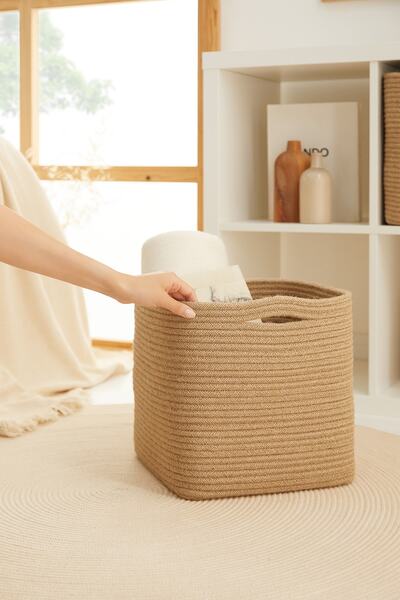 Ocean Home Textile 30x30x30 Dulap din iută Coș de depozitare pentru rufe și jucării - Organizator din bumbac