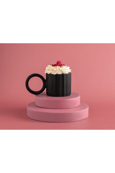 English Home Angled New Bone China Kupa 260 Ml Siyah