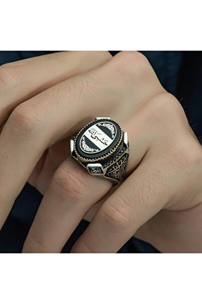 GT Gümüş Tezgahı Hasbiyallah Yazılı 925 Ayar Gümüş Erkek Yüzük