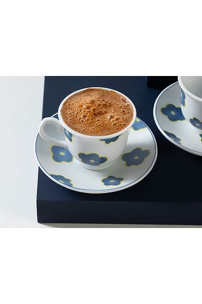 English Home Daisy Dream Porcelain 2-Piece Coffee Cup Set 80 Ml Dark Blue