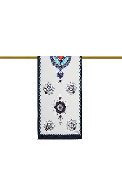 Bursa İpek Navy Blue Saxe Belly Voile Silk Scarf