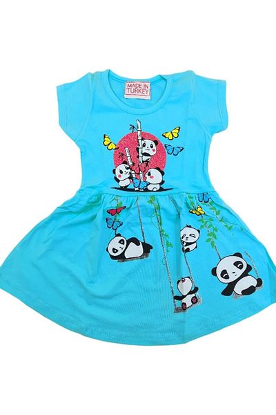 Hacalı Kids Rochie din bumbac pieptănat cu mânecă scurtă