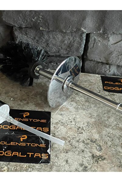 Polen Stone Suitable for Marble Bathroom Sets / Silver Color WC Brush and Liquid Soap Dispenser Pump