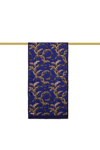 Bursa İpek Saks Leaf Pattern Silk Scarf