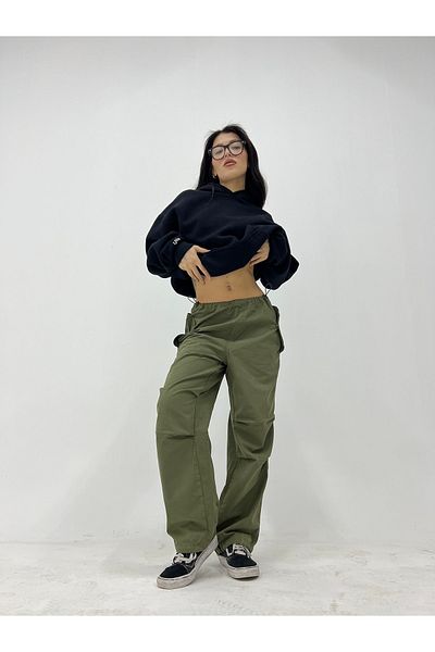 KOTOLOG Unisex Khaki Green Baggy Tactical Parachute - Adjustable Waist Leg and Elastic Pants Ii