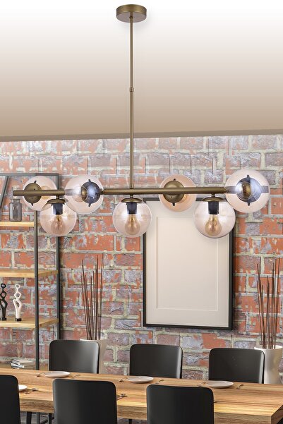 VK HOME AYDINLATMA Sedan Asansörlü 7 Li Balcamlı Avize (kahverengi)