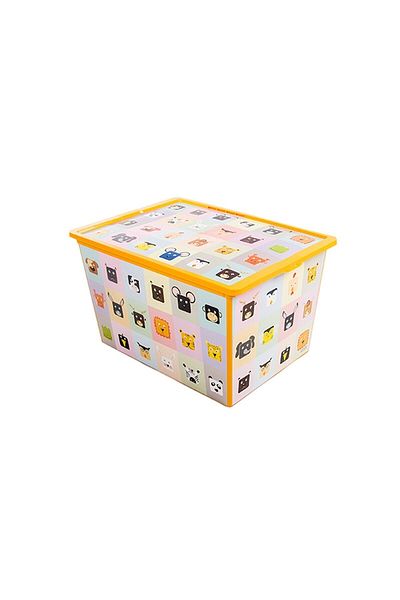 QUTU Trend Box Looking Learning Toy Storage Box 50 Liters with Wheels