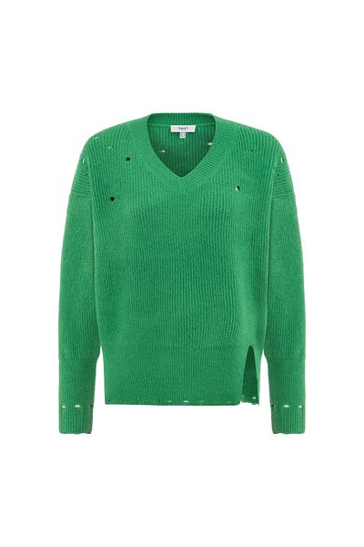 Twist Raw Edge Detailed Print Pullover